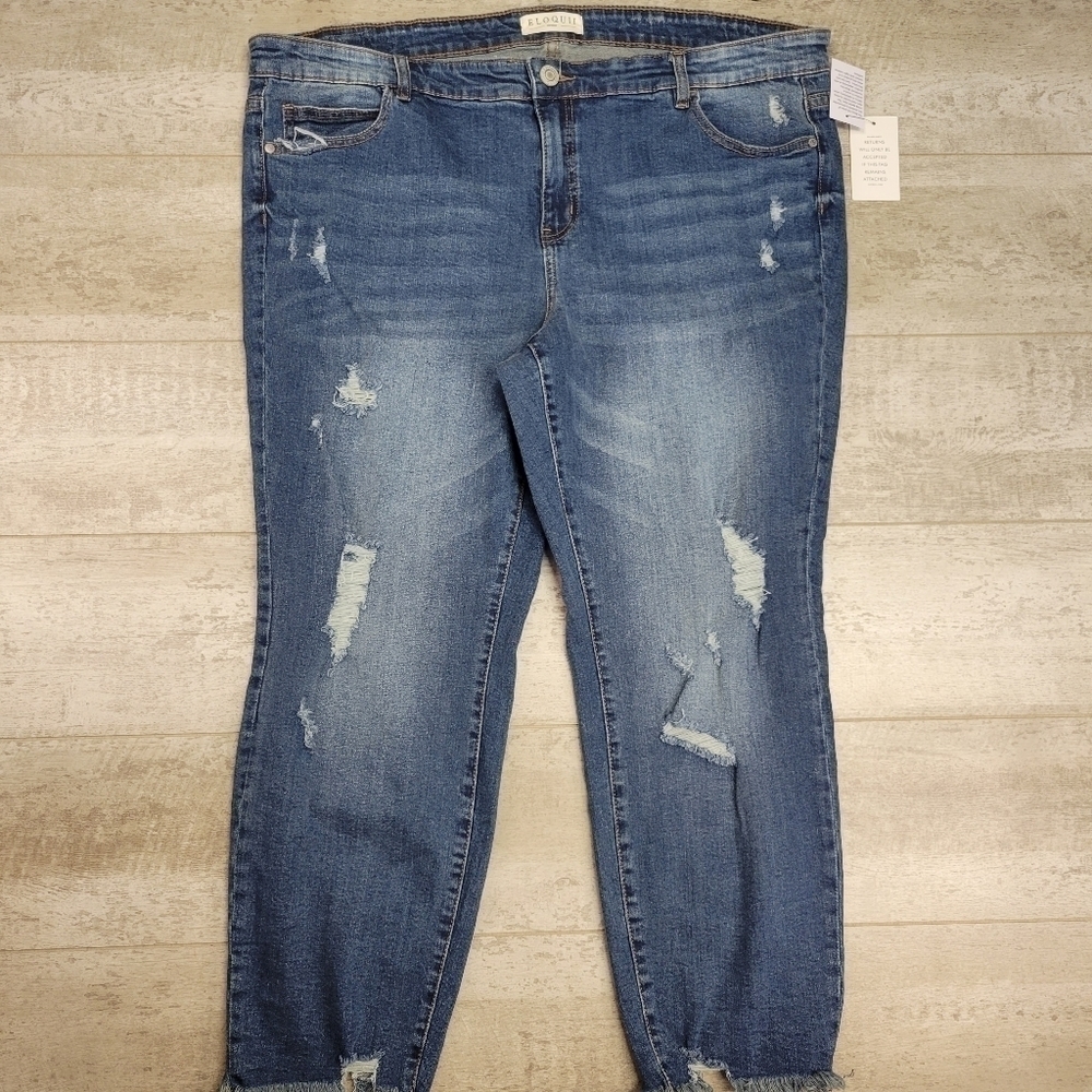 NWT Eloquii Distressed Skinny Jeans Size 18